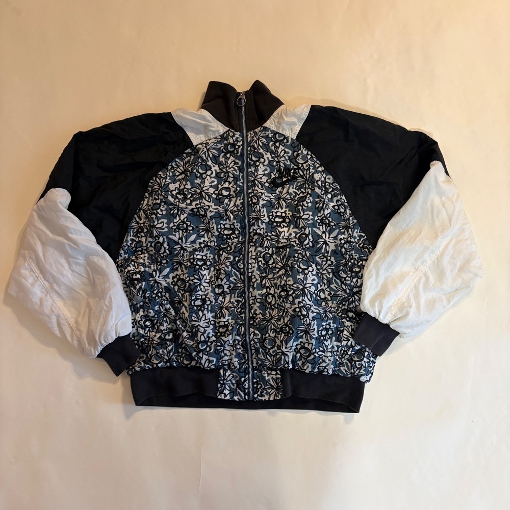 Vintage 90s Nike Womens Floral Full Zip Windbreaker Jacket Small